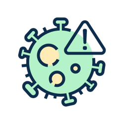 icon of virus and alert symbol